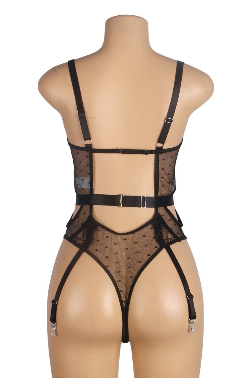 Embroidered Lace Hollow Cut Teddy Lingerie - Luzilly Bridal & Apparel