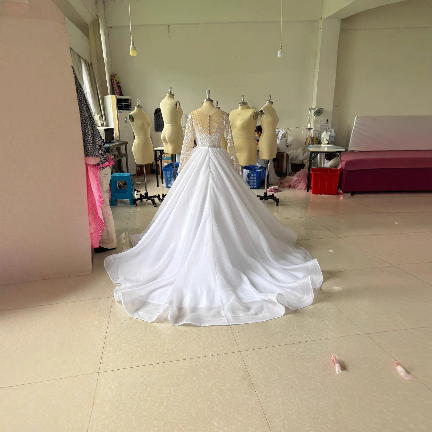 Embroidered Long Sleeve Off-the-shoulder Wedding Dress - Luzilly Bridal & Apparel