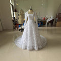 Embroidered Long Sleeve Trailing Wedding Dress - Luzilly Bridal & Apparel