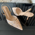Embroidered Slingback Bridal Heels - Luzilly Bridal & Apparel