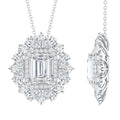 Emerald Cut 7X9 MM Moissanite Vintage Wedding Necklace In Silver - Luzilly Bridal & Apparel