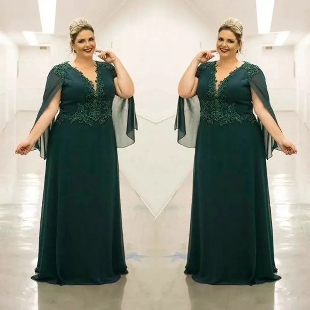Emerald Green Beaded Full-Length Mother of the Bride Gown - Luzilly Bridal & Apparel