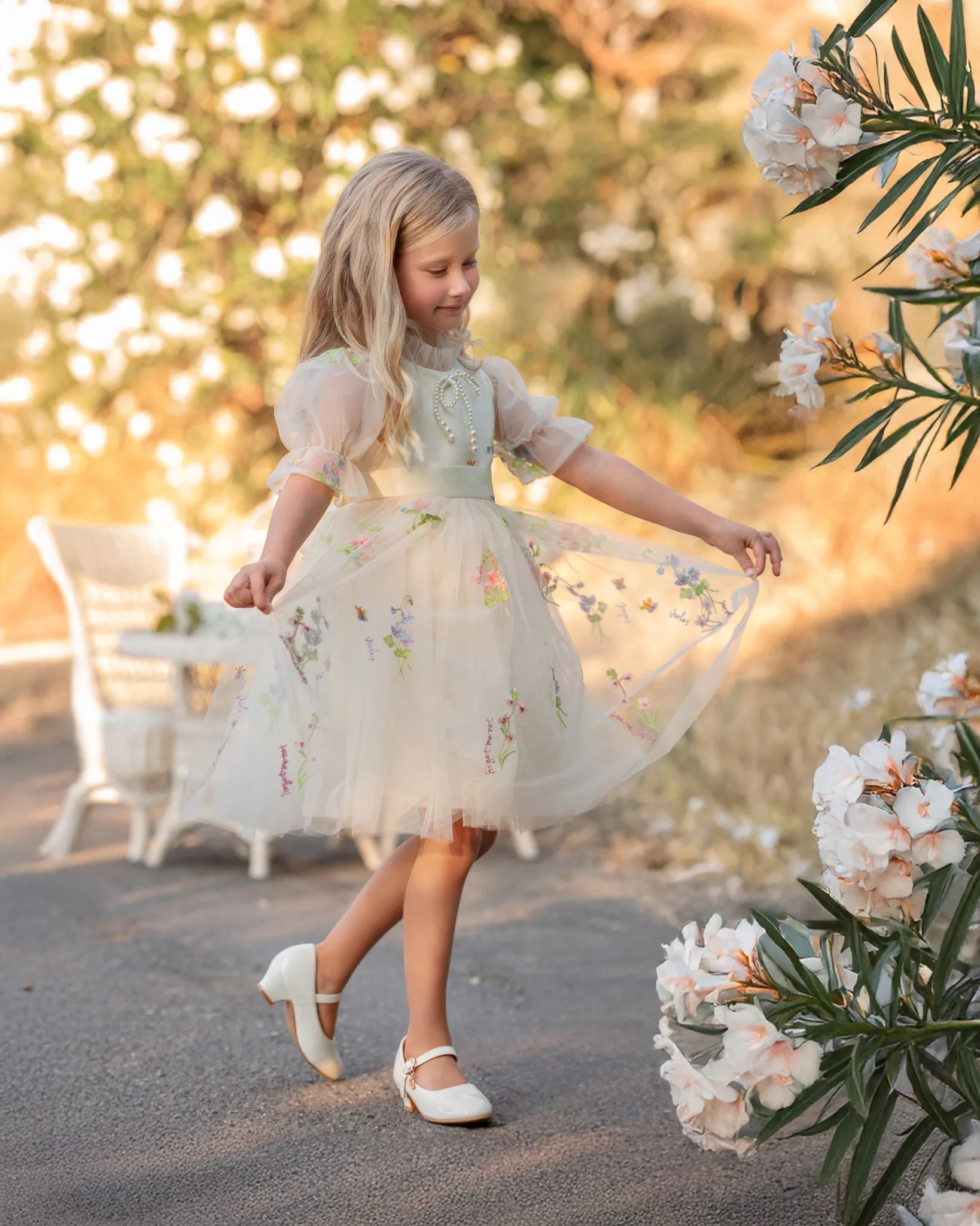 Enchanted Bloom Embroidered Ivory Flower Girl Dress for Girls - Luzilly Bridal & Apparel