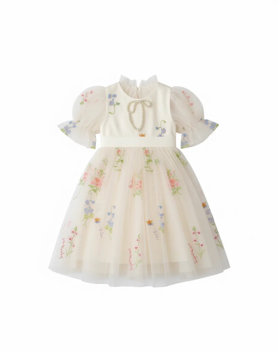 Enchanted Bloom Embroidered Ivory Flower Girl Dress for Girls - Luzilly Bridal & Apparel