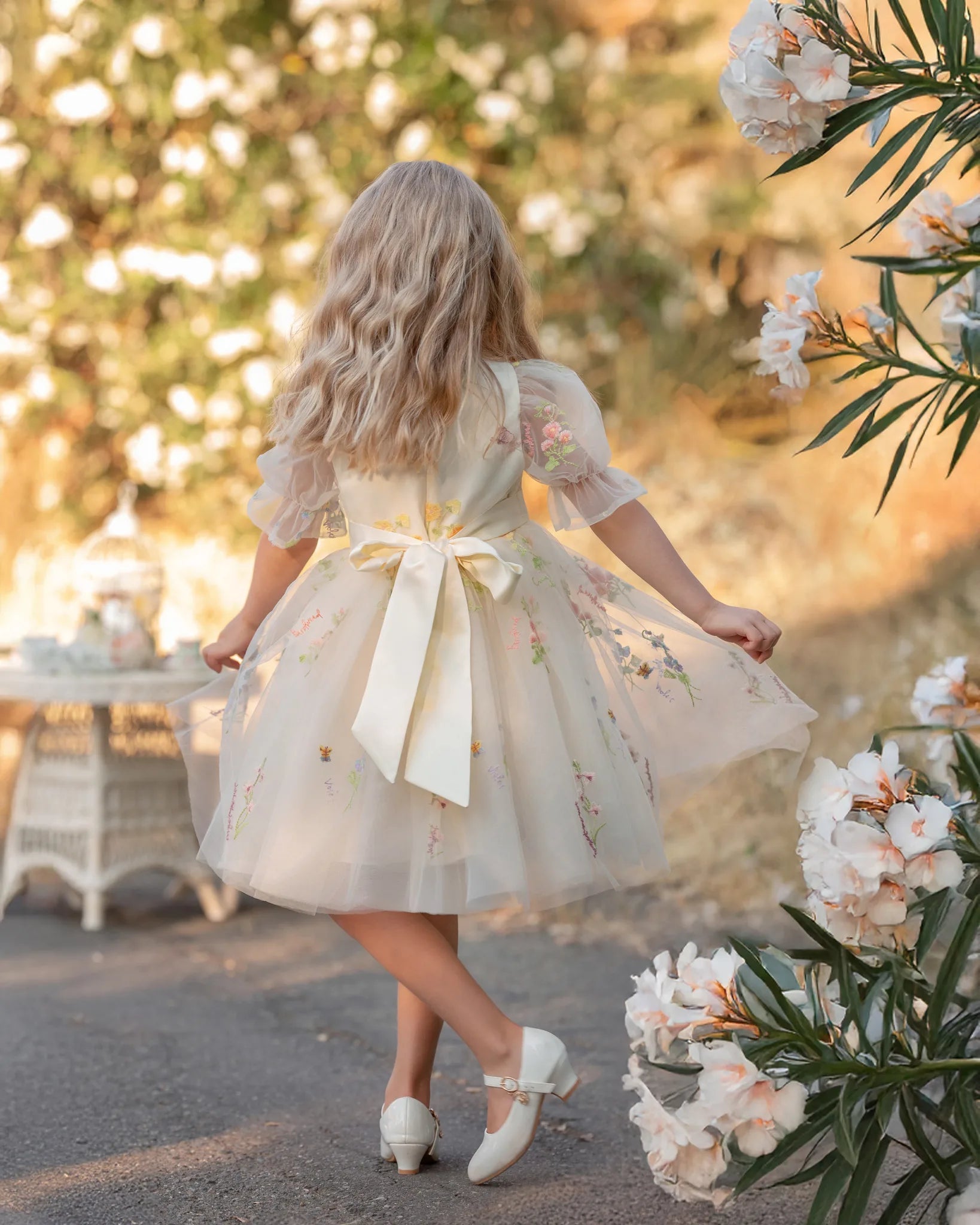Enchanted Bloom Embroidered Ivory Flower Girl Dress for Girls - Luzilly Bridal & Apparel