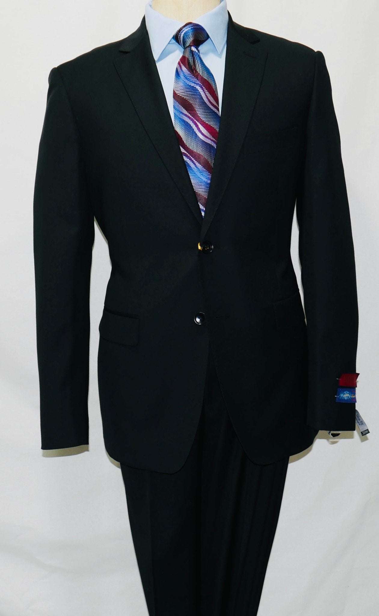 Euro Slim-Fit Super 140's Wool Suit – Black - Luzilly Bridal & Apparel