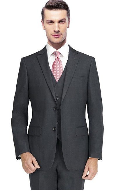 Euro Slim-Fit Super 140's Wool Suit – Charcoal - Luzilly Bridal & Apparel