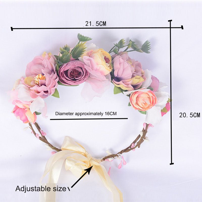 European and American flower garland headpiece, handmade simulation flower headband, fashionable bridal beach photography and photo hair accessory - Luzilly Bridal & Apparel