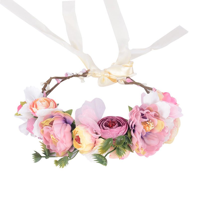 European and American flower garland headpiece, handmade simulation flower headband, fashionable bridal beach photography and photo hair accessory - Luzilly Bridal & Apparel
