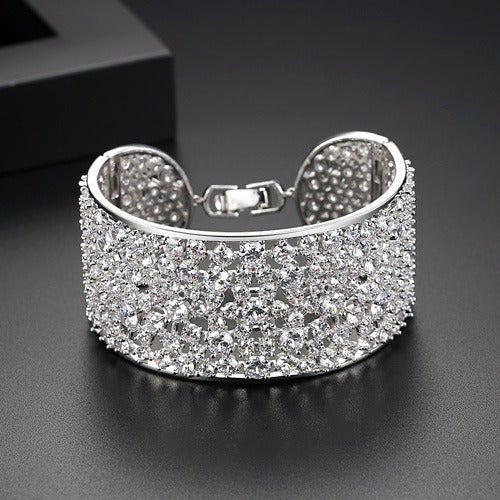 European and American heavy industry bracelets, brass zircon bracelets, grand European and American personalized fashion bride bracelets - Luzilly Bridal & Apparel
