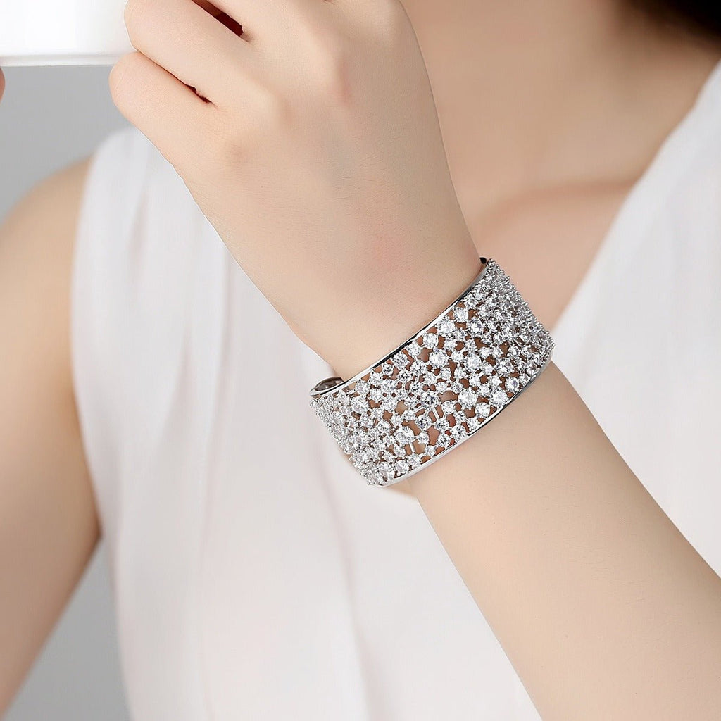 European and American heavy industry bracelets, brass zircon bracelets, grand European and American personalized fashion bride bracelets - Luzilly Bridal & Apparel
