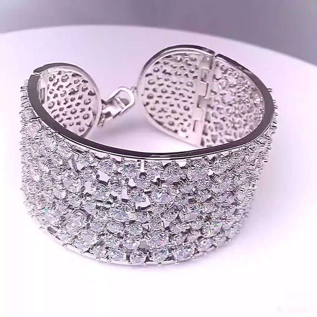European and American heavy industry bracelets, brass zircon bracelets, grand European and American personalized fashion bride bracelets - Luzilly Bridal & Apparel