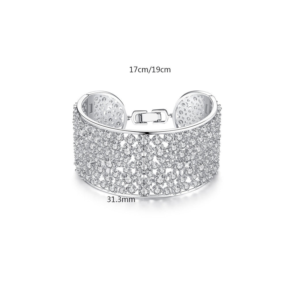 European and American heavy industry bracelets, brass zircon bracelets, grand European and American personalized fashion bride bracelets - Luzilly Bridal & Apparel