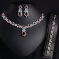 European And American Zircon Necklace Earring Bracelet Wedding Dress Bridal Three-piece Set - Luzilly Bridal & Apparel