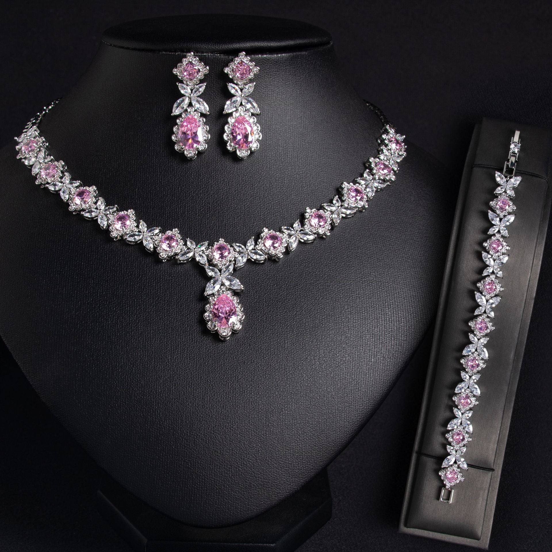 Zircon Three-Piece Jewelry Set - Luzilly Bridal & Apparel