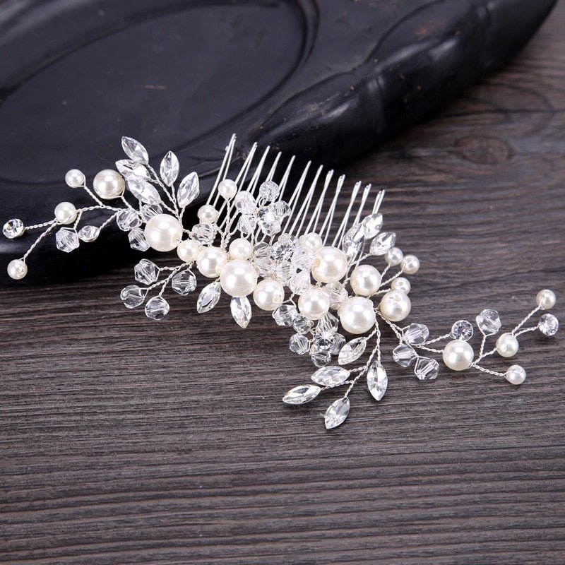 European Design Leaves Wedding Hair Accessories Pearl Crystal Flower Bridal Hair Comb Wedding Hair Jewelry - Luzilly Bridal & Apparel