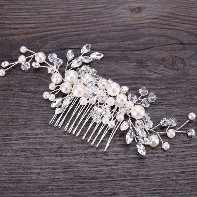 European Design Leaves Wedding Hair Accessories Pearl Crystal Flower Bridal Hair Comb Wedding Hair Jewelry - Luzilly Bridal & Apparel