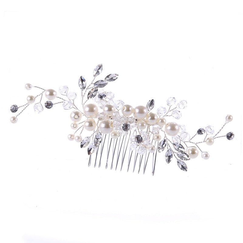 European Design Leaves Wedding Hair Accessories Pearl Crystal Flower Bridal Hair Comb Wedding Hair Jewelry - Luzilly Bridal & Apparel