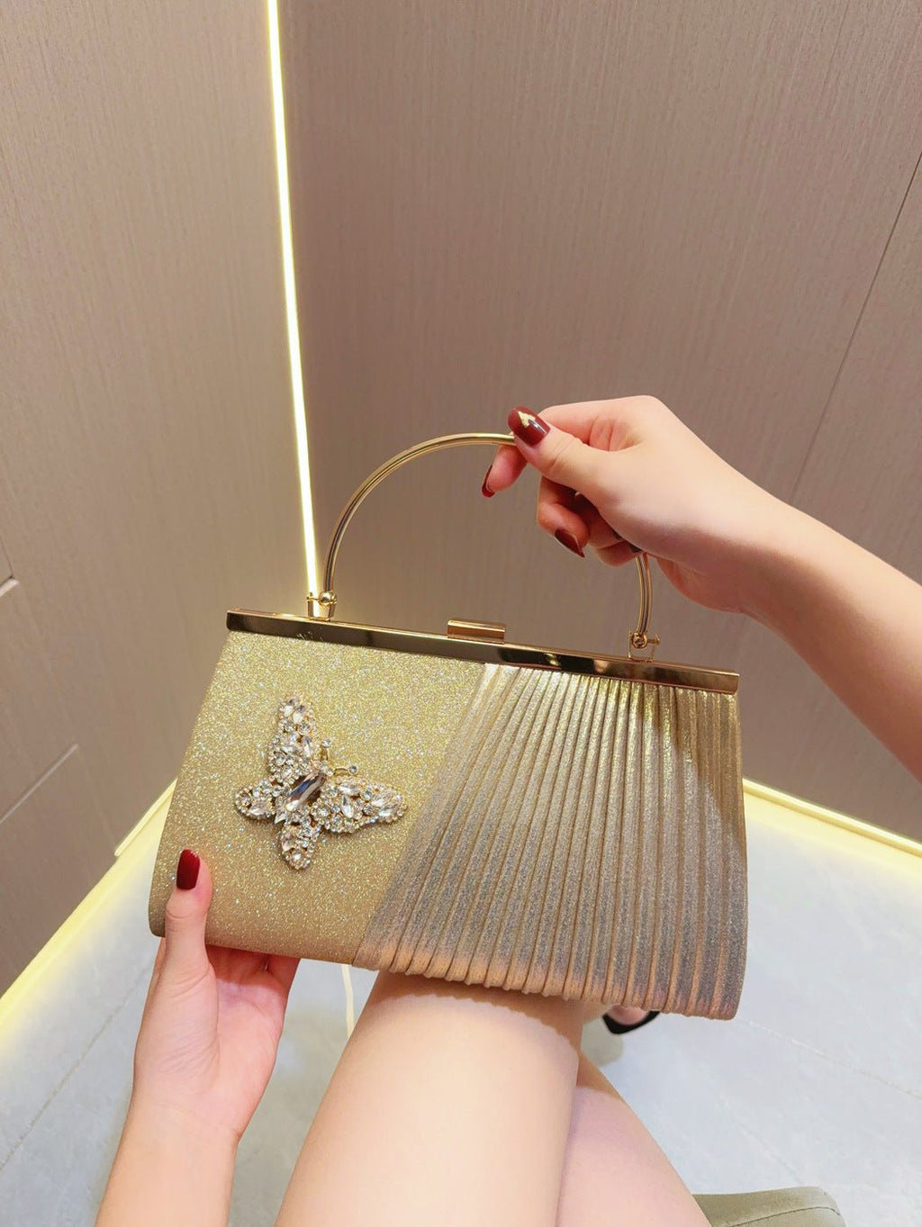 Evening Handbag Wedding bag Clutch bag Dress bag pleated skew dinner party - Luzilly Bridal & Apparel