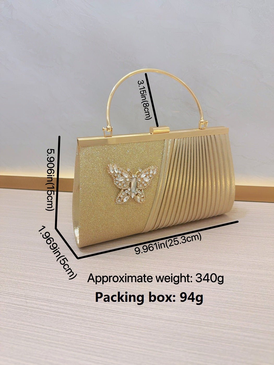 Evening Handbag Wedding bag Clutch bag Dress bag pleated skew dinner party Party diamond set banquet bag - Luzilly Bridal & Apparel