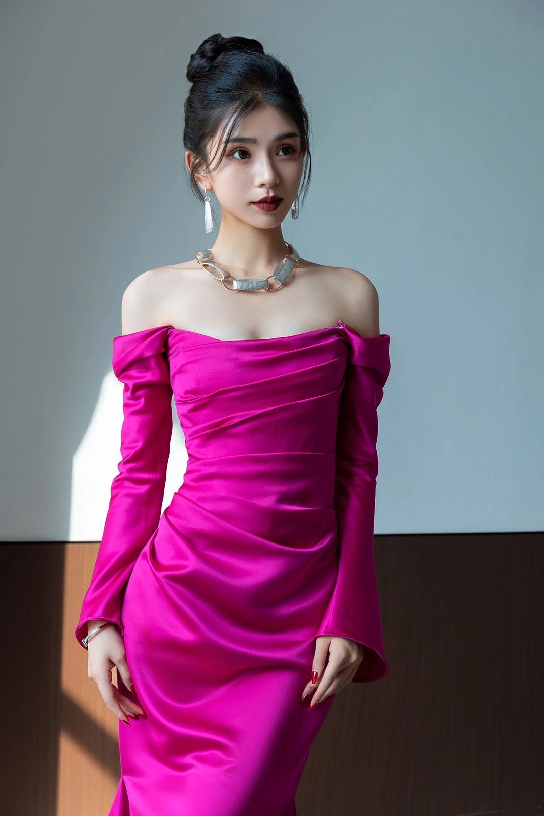 Evening Light Luxury High-grade Bridal Gown Wedding Off-shoulder Toast Dress - Luzilly Bridal & Apparel