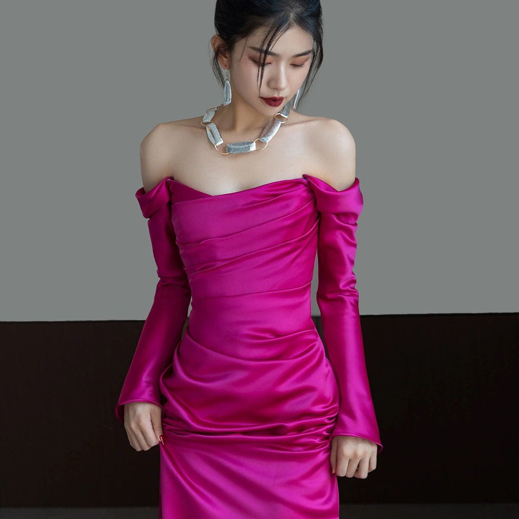 Evening Light Luxury High-grade Bridal Gown Wedding Off-shoulder Toast Dress - Luzilly Bridal & Apparel