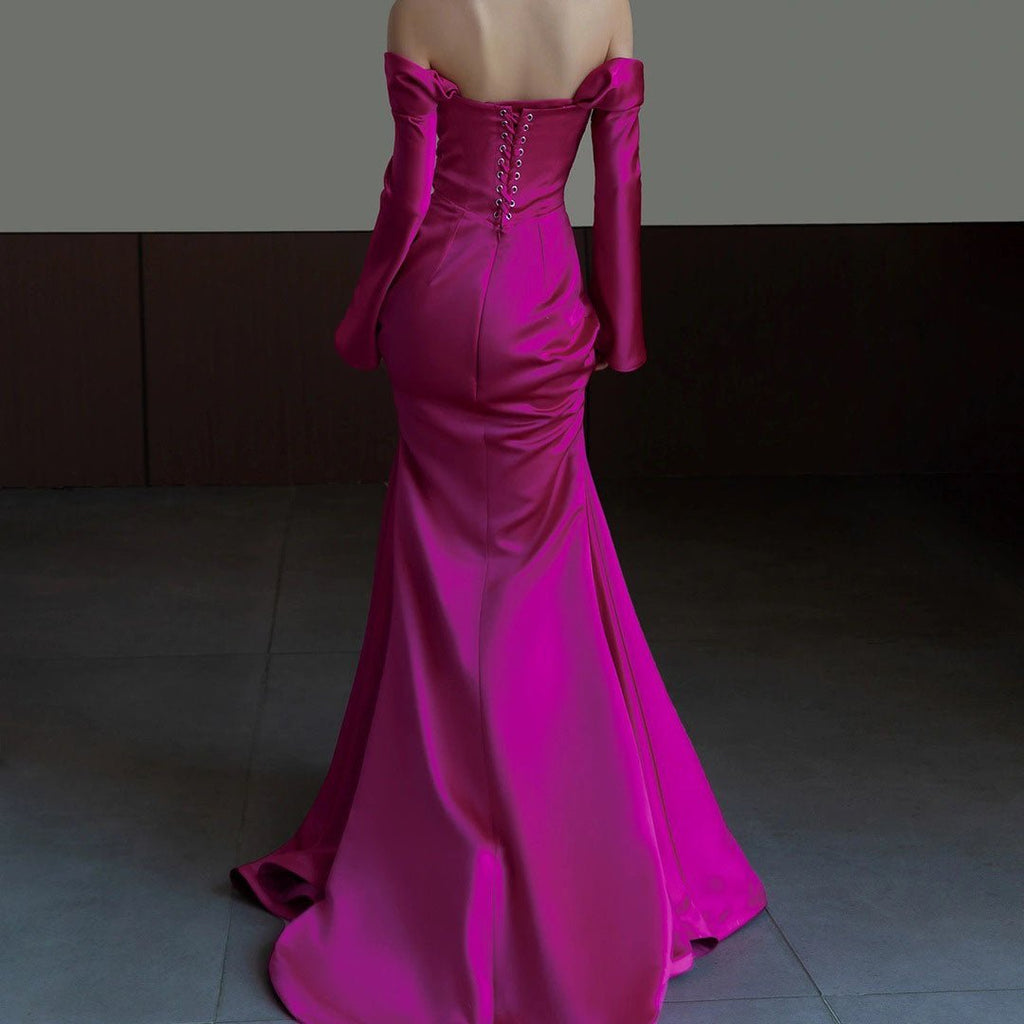 Evening Light Luxury High-grade Bridal Gown Wedding Off-shoulder Toast Dress - Luzilly Bridal & Apparel