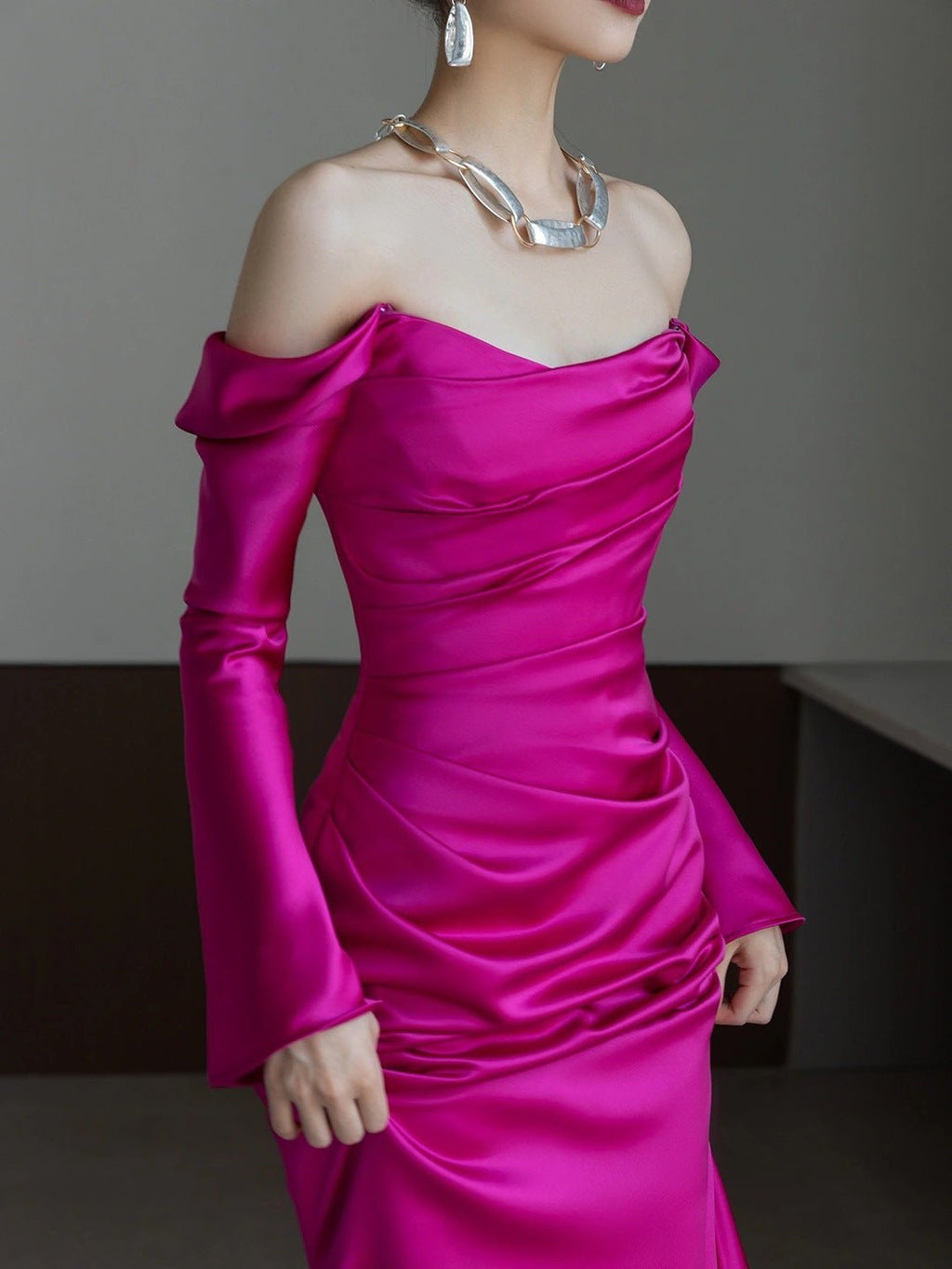 Evening Light Luxury High-grade Bridal Gown Wedding Off-shoulder Toast Dress - Luzilly Bridal & Apparel