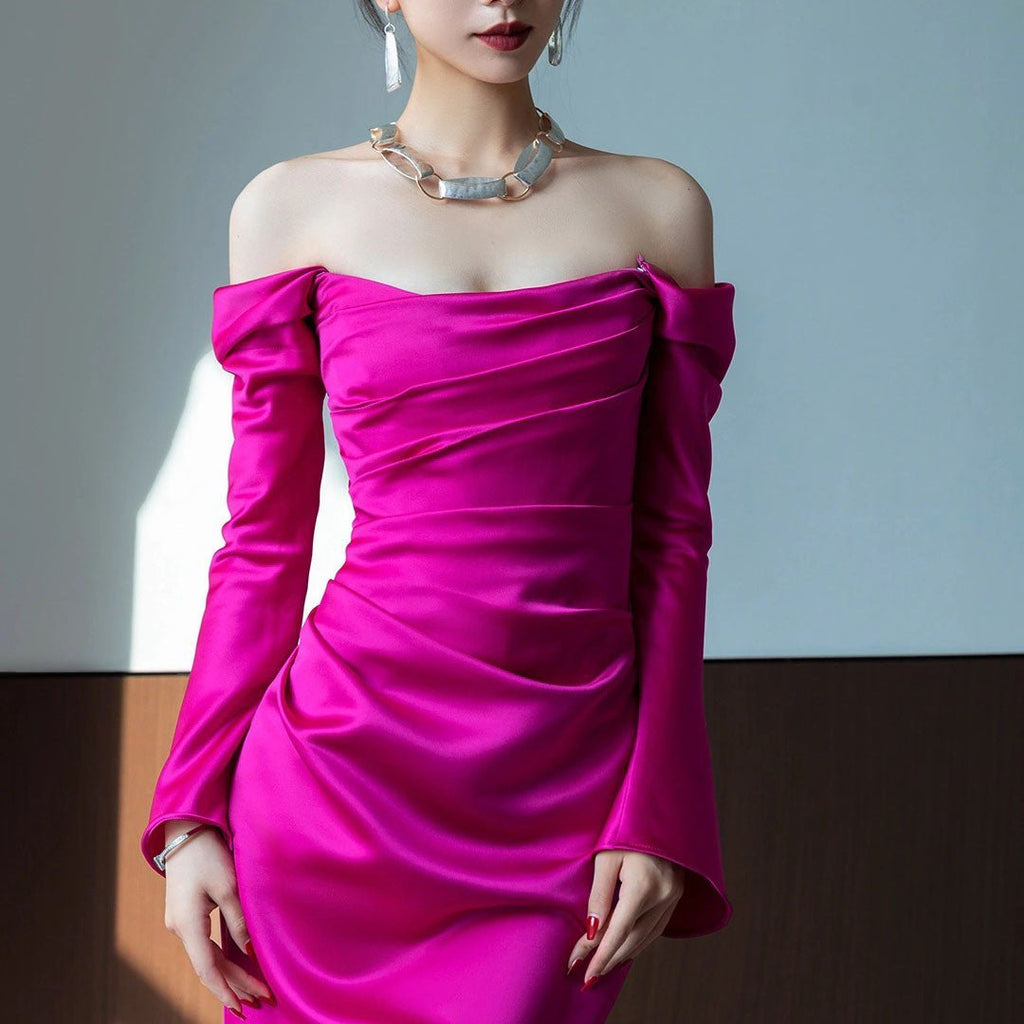 Evening Light Luxury High-grade Bridal Gown Wedding Off-shoulder Toast Dress - Luzilly Bridal & Apparel