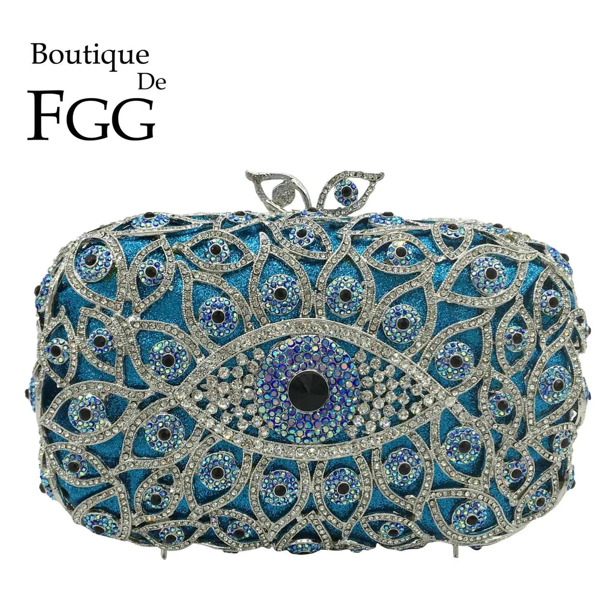 Evil Eye Crystal Minaudiere Clutch - Luzilly Bridal & Apparel