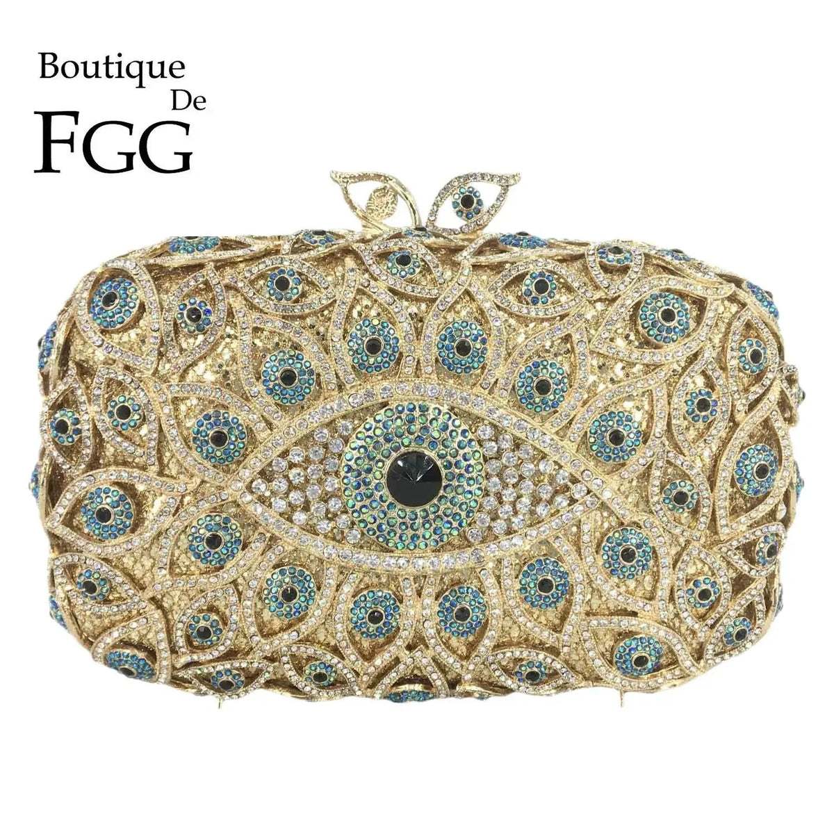 Evil Eye Crystal Minaudiere Clutch - Luzilly Bridal & Apparel