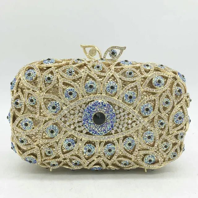 Evil Eye Crystal Minaudiere Clutch - Luzilly Bridal & Apparel