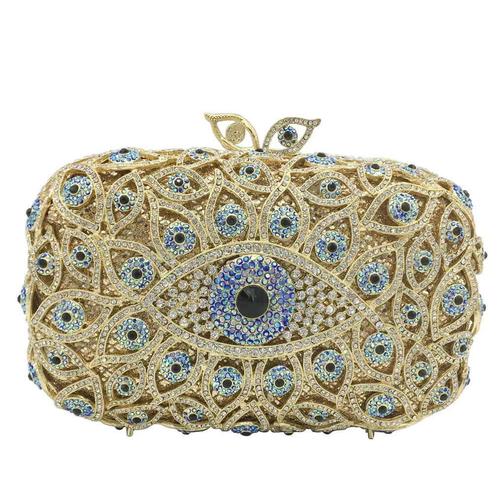 Evil Eye Crystal Minaudiere Clutch - Luzilly Bridal & Apparel