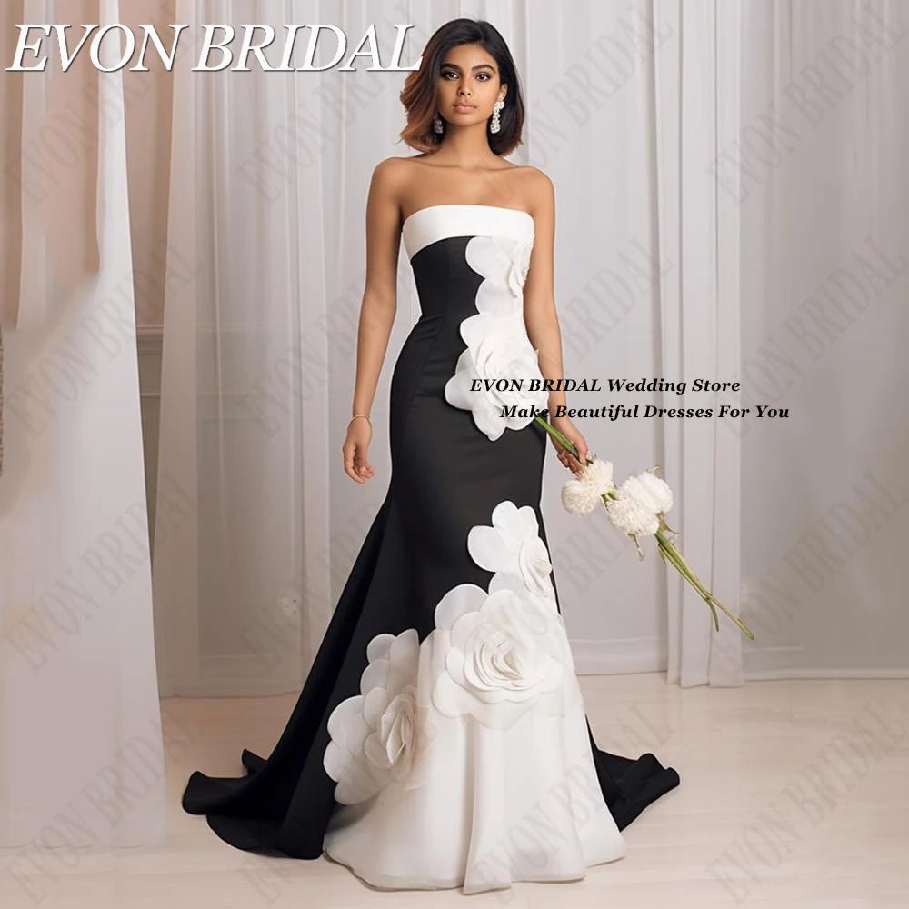 EVON BRIDAL Black And White Flowers Celebrity Dresses 2024 Mermaid Contrast Color vestidos de ocasião formal Evening Gown Custom - Luzilly Bridal & Apparel