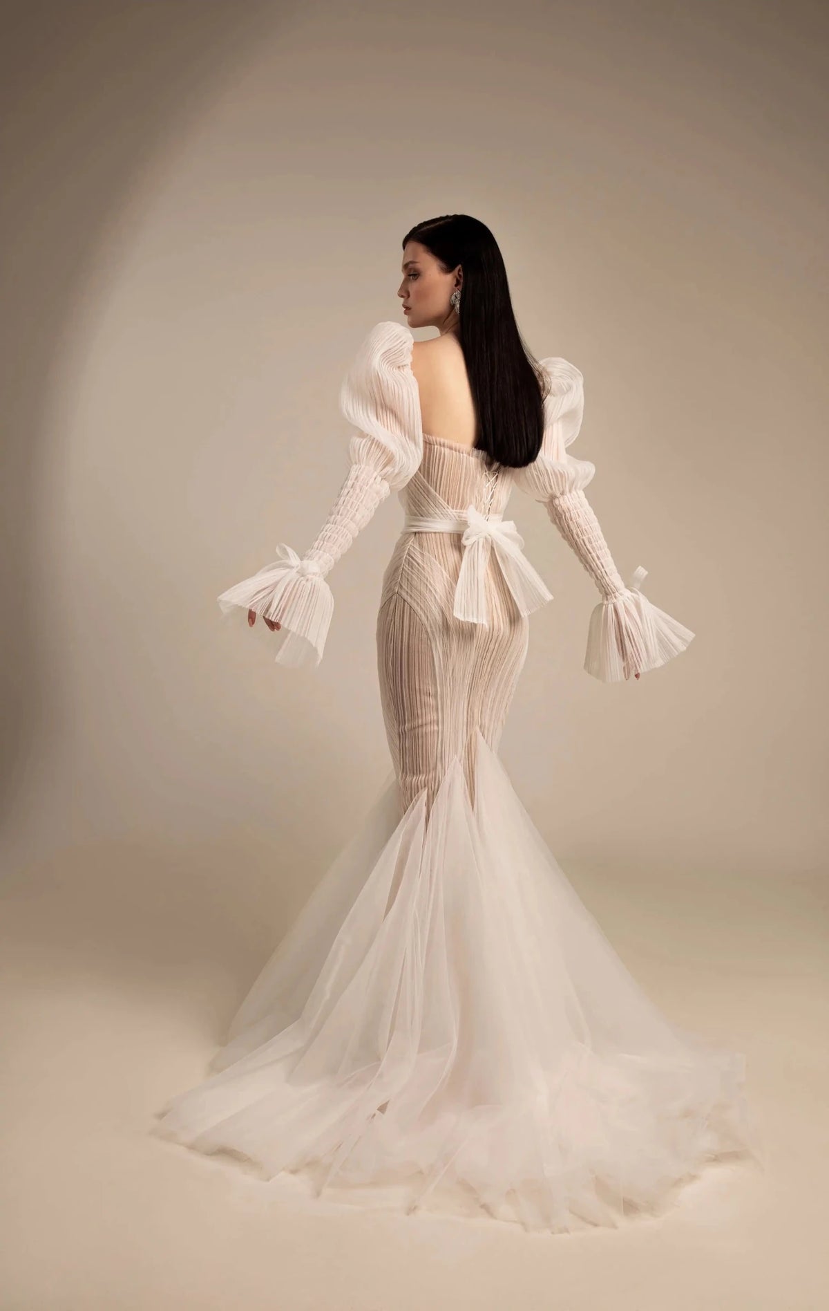 Exquisite Lace Puff-Sleeve Mermaid Wedding Dress - Luzilly Bridal & Apparel