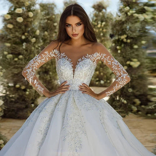 Exquisite Wedding Dresses A-Line Tulle Tiered Bridal Gowns Lace Appliques Gorgeous Princess Robes Vestidos De Novia Customized - Luzilly Bridal & Apparel