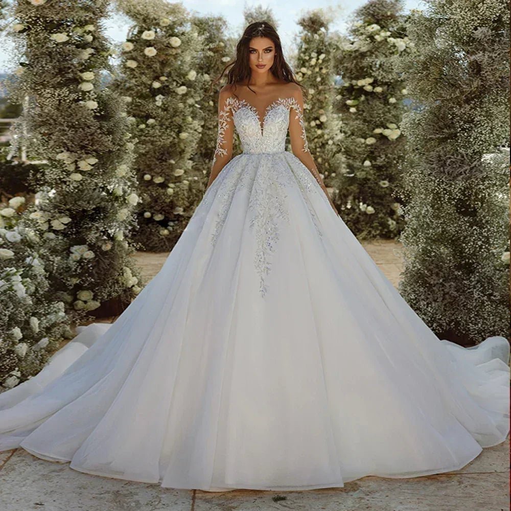 Exquisite Wedding Dresses A-Line Tulle Tiered Bridal Gowns Lace Appliques Gorgeous Princess Robes Vestidos De Novia Customized - Luzilly Bridal & Apparel