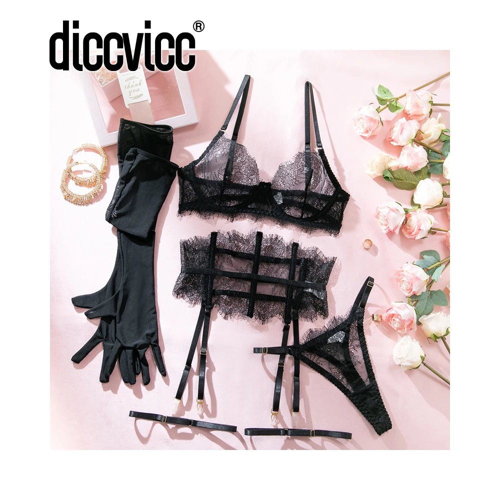 Eyelash Lace Bridal Bra & Garter Belt Set - Luzilly Bridal & Apparel
