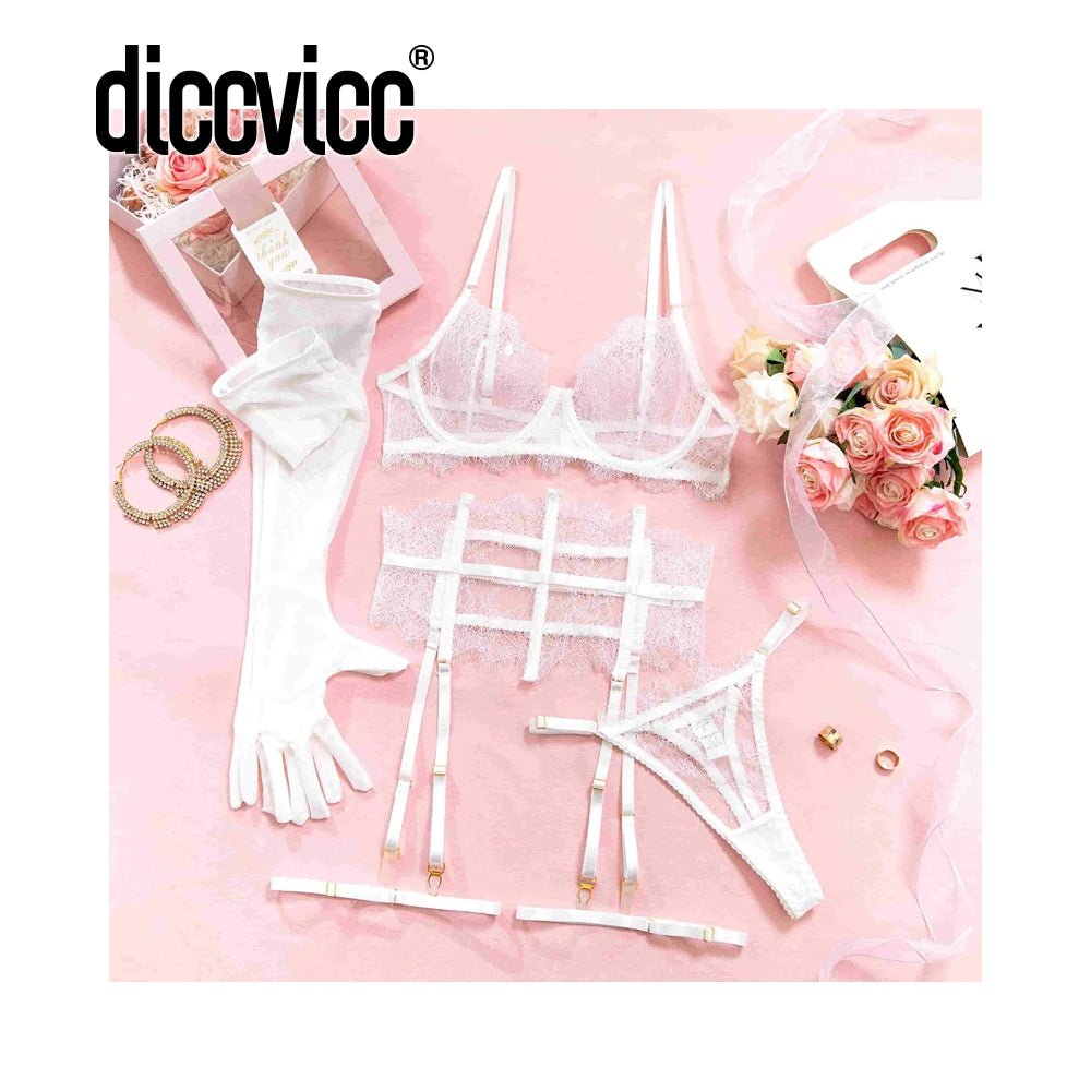 Eyelash Lace Bridal Bra & Garter Belt Set - Luzilly Bridal & Apparel