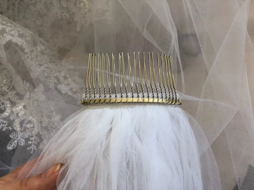 Eyelash-Lace Single-Tier Cathedral Wedding Veil - Luzilly Bridal & Apparel