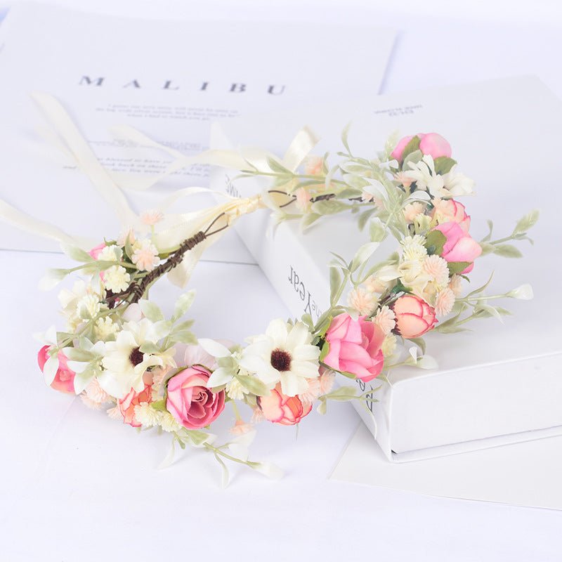 Fairy Bride Bridesmaids Wreath Simulation Flower Buds Full Sky Starry Hair Strap Flower Child Crown Wedding Headwear Female - Luzilly Bridal & Apparel