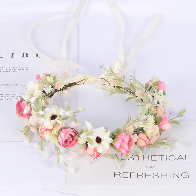 Fairy Bride Bridesmaids Wreath Simulation Flower Buds Full Sky Starry Hair Strap Flower Child Crown Wedding Headwear Female - Luzilly Bridal & Apparel