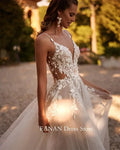 Fanan Spaghetti Straps Wedding Dress Tulle Appliques Customized Sexy Open Back Ruched Ivory Bridal Party Gown Vestidos De Novia - Luzilly Bridal & Apparel