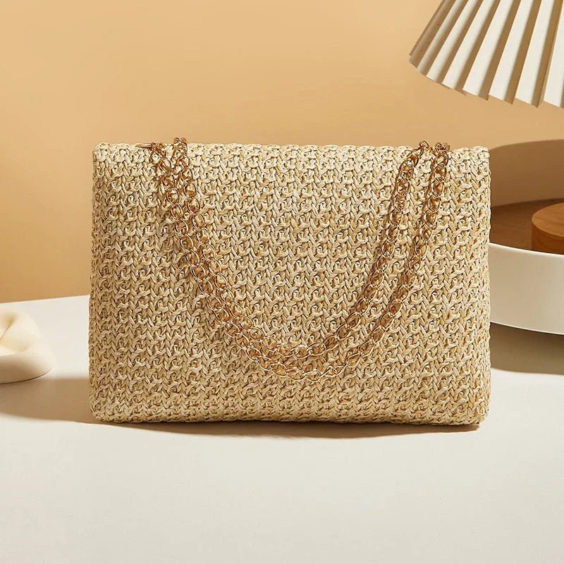 Fashion Crossbody Bags for Women | Simple Straw Shoulder Bag & Women's Lock Closure Bag (Small Square Purse Summer Money Bag) - Luzilly Bridal & Apparel