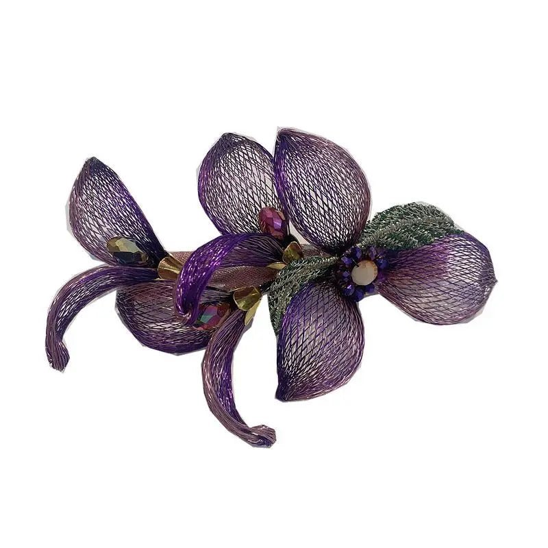 Fashion Elegant Iris Hairpin For Women Bridal Hair Accessories Popular 3D Flower Spring Clip Decoration Romantic Jewelry Tiara - Luzilly Bridal & Apparel