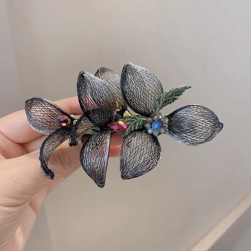 Fashion Elegant Iris Hairpin For Women Bridal Hair Accessories Popular 3D Flower Spring Clip Decoration Romantic Jewelry Tiara - Luzilly Bridal & Apparel