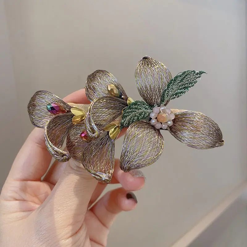 Fashion Elegant Iris Hairpin For Women Bridal Hair Accessories Popular 3D Flower Spring Clip Decoration Romantic Jewelry Tiara - Luzilly Bridal & Apparel