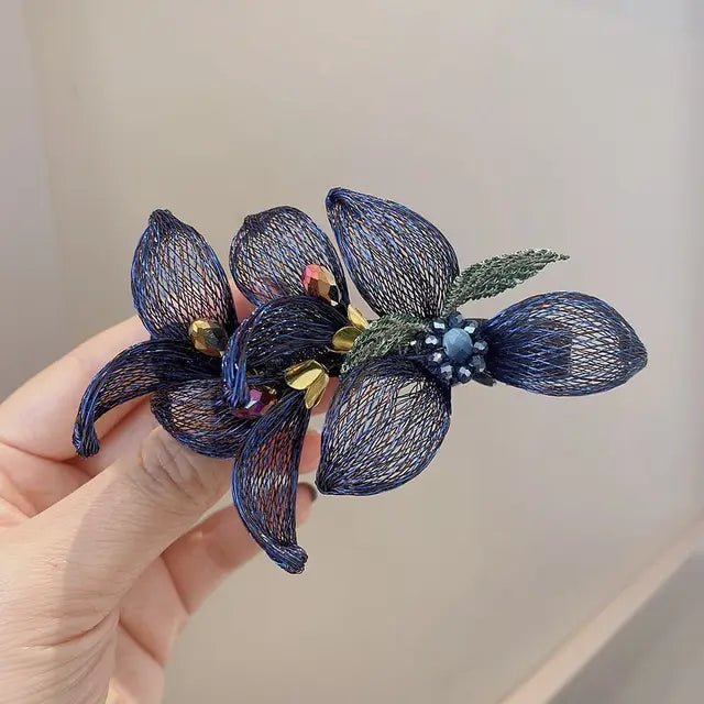 Fashion Elegant Iris Hairpin For Women Bridal Hair Accessories Popular 3D Flower Spring Clip Decoration Romantic Jewelry Tiara - Luzilly Bridal & Apparel
