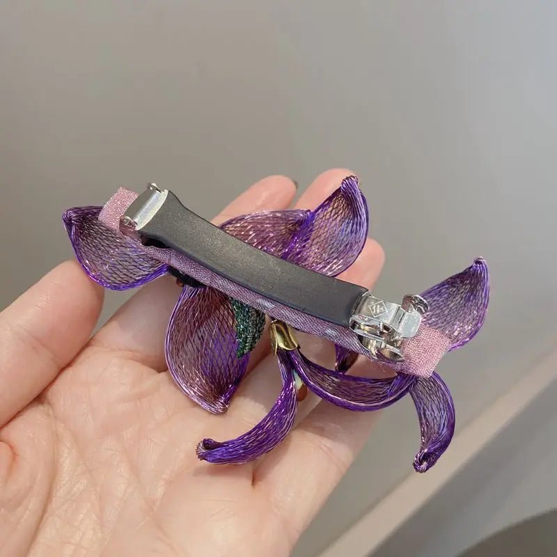 Fashion Elegant Iris Hairpin For Women Bridal Hair Accessories Popular 3D Flower Spring Clip Decoration Romantic Jewelry Tiara - Luzilly Bridal & Apparel