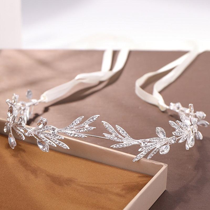 Fashion New Crystal Silver Color Tiara Crowns Leaf Rhinestone Wedding Headbands Hairbands Bridal Women Hair Jewelry Gorgeous Hair Accessories For Women - Luzilly Bridal & Apparel